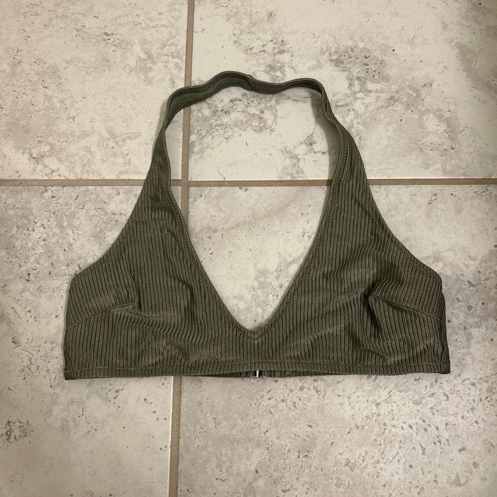 Aerie Olive Ribbed Bikini Top